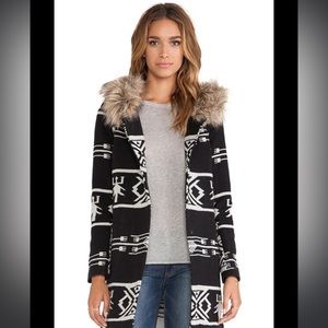 BB Dakota Aztec Fur Hooded Coat